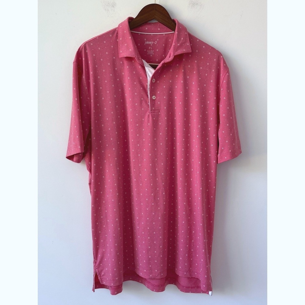 Johnnie-O Shirt Men's Pink Golf Performance Polo Short Sleeve Top Size‎ XL